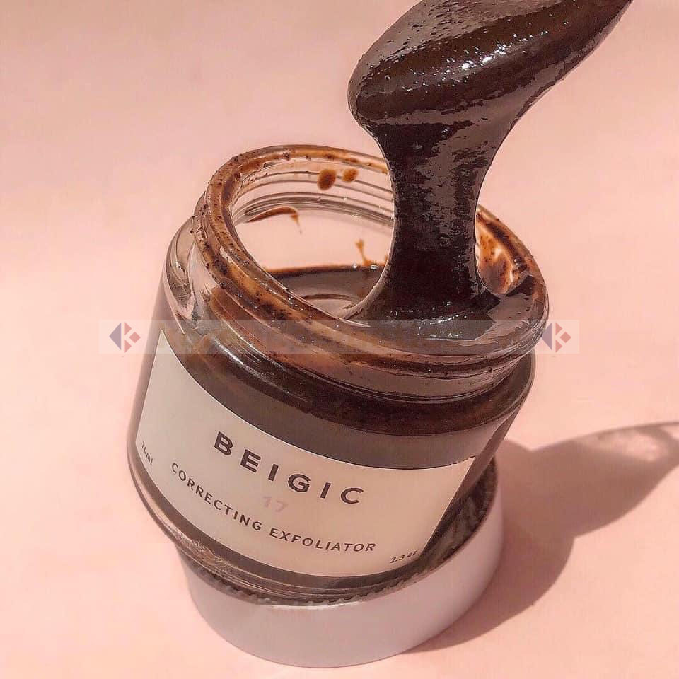 review tẩy tế bào chết cafe beigic | beigic corrective exfoliator